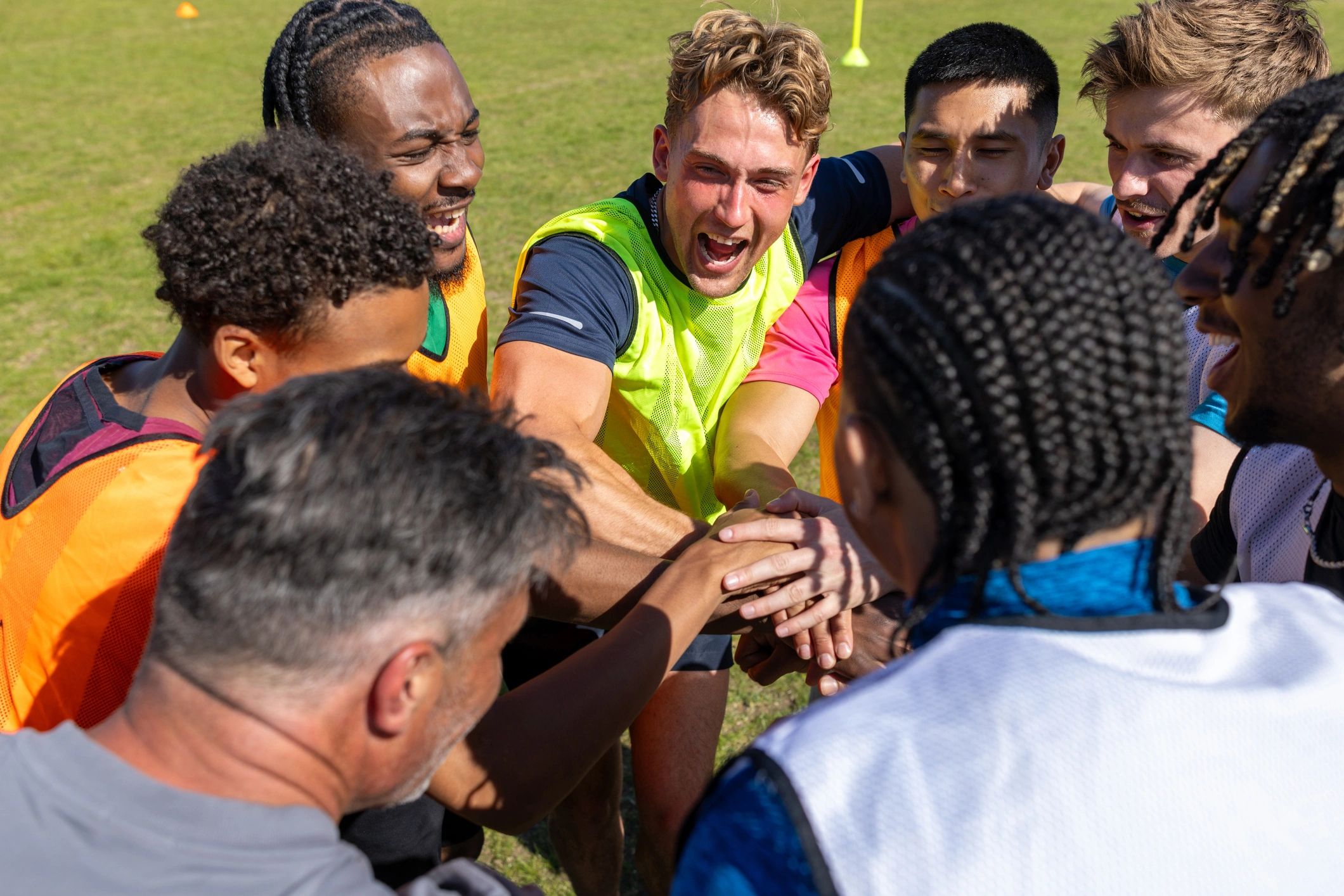 Community sports team training together