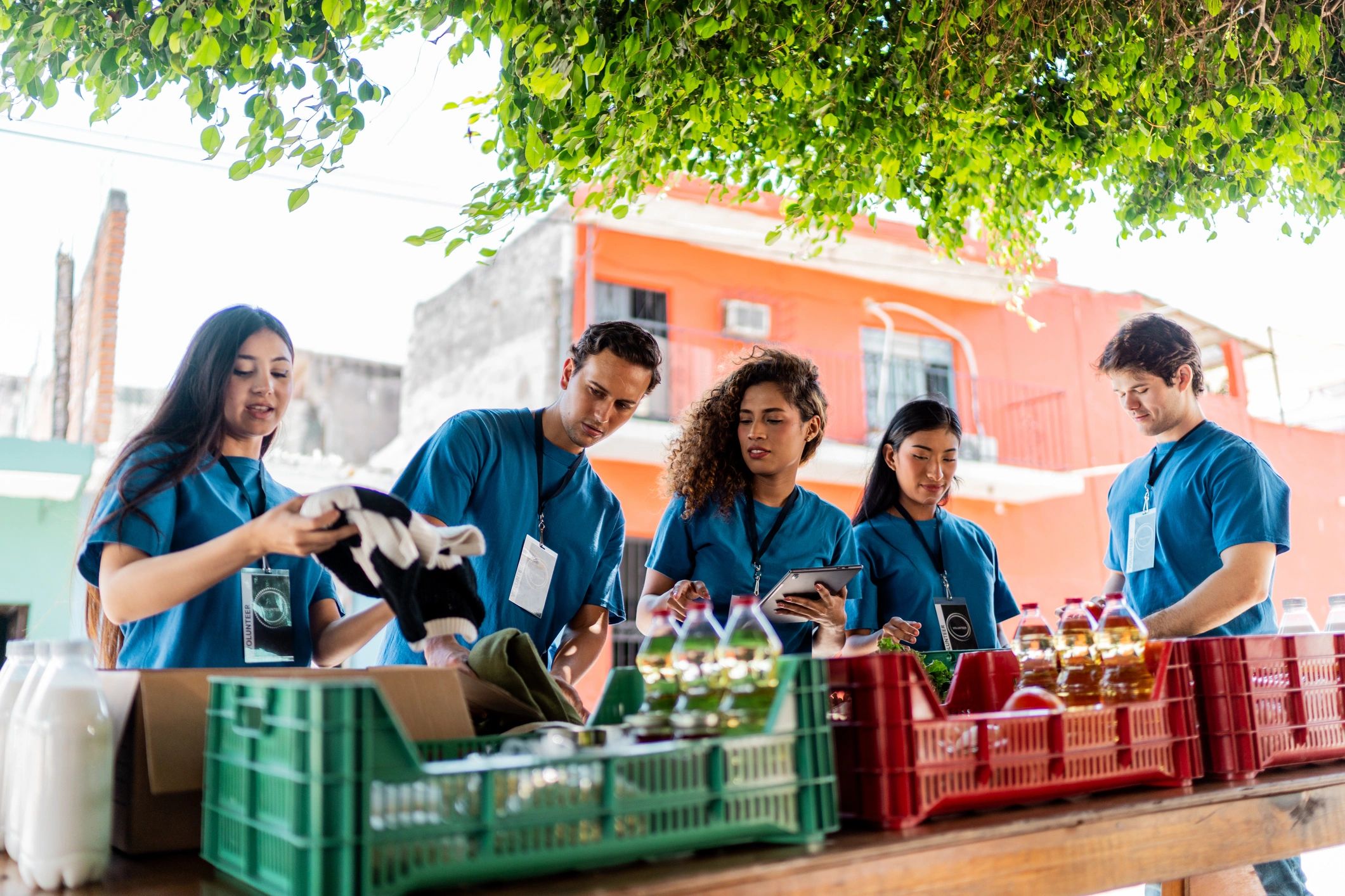 Volunteers supporting a community outreach event